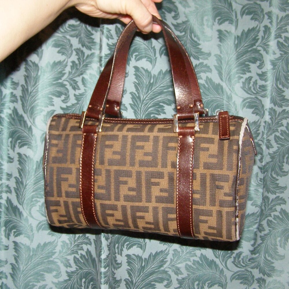 FENDI Zucca Small bag Top handle Satchel AUTHENTIC - Picture 3 of 13